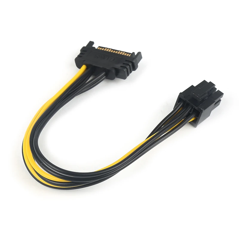 Upgrade Your Graphics: SATA to 6 Pin Power Supply Adapter Cable for PCI-E Card, Enhance GPU Performance with 15Pin to 6Pin Graphics Card Power Cord Description Image.This Product Can Be Found With The Tag Names Computer Cables Connecting, Computer Peripherals, PC Hardware Cables Adapters, Power supply
