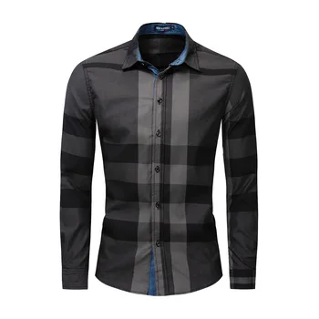 

Mens Hot Sale Autumn Large Size Cotton Long Sleeve Shirt Color Check Plaid Shirt men shirts