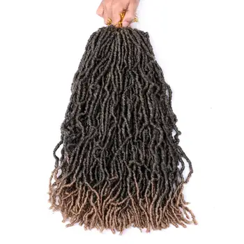 

Pervado Hair 18inch Nubian Micro Locs Synthetic Braiding Hair Extension Black Brown Ombre Faux Locks Crochet Braids Hair