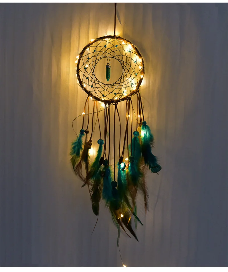 

Tassel Feathers Catching Monternet Dream Catcher Wind Chimes&Hanging Decorations Creative Turquoise Home Wedding Pendant Decor