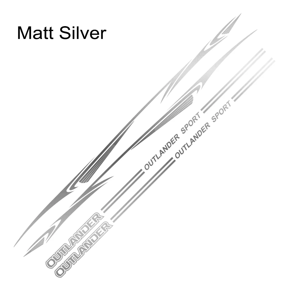 Matt Sliver 2 шт. наклейка на боковую дверь автомобиля для Mitsubishi Outlander DIY авто Спорт Персонализированная виниловая пленка наклейка Стайлинг Тюнинг автомобиля аксессуары - Color Name: Matt Sliver