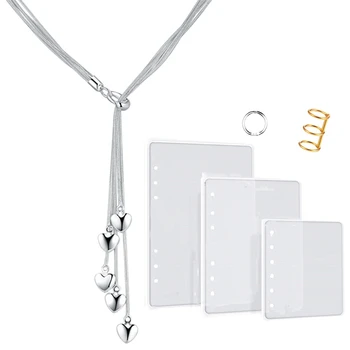 

DIY Resin Molded Notebook Case A5 A6 A7-3 Piece Silicone Notebook Case with Silver Color Heart Pendant Long Necklace