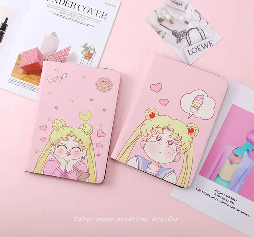 Сейлор Мун Чехлы для iPad Pro 10,5 11 IPad Air 1 2 IPad Mini 3 4 5 A1823 A1475 A2125 прекрасные кожаные обложки автоматическое выключение