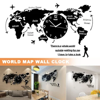 

Newly World Map Wall Clock Nordic Modern Minimalist Decoration Acrylic for Home Bedroom Office TE889
