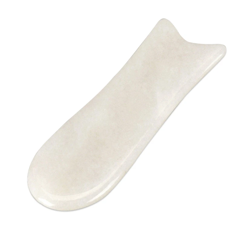 Traditional Scraper Gua sha Board Fish Shape From Natural White Jade Massager for Health Skin Care Crystal Stone Body Massage