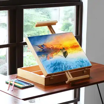 

Multifunctional Desktop Pencil Case Laptop Box Wooden Easel Painting Hardware Accessories Painting Suitcase Art Supplies Artist