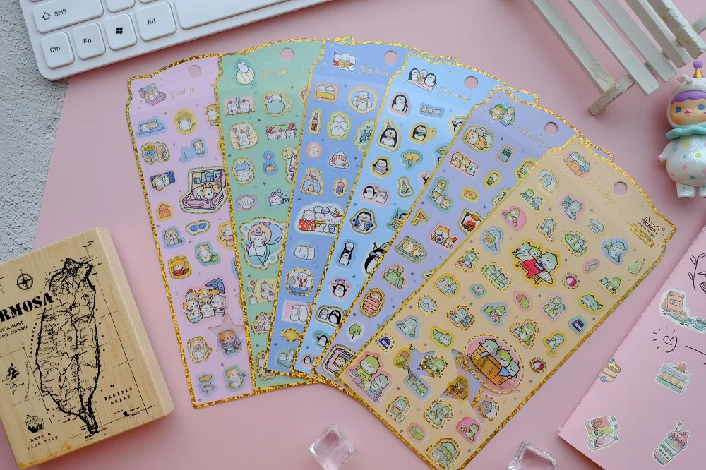24 шт./лот Nekoni Kawaii маленькие животные позолота декоративные этикетки для скраббукинга палка Labell дневник Канцелярские Стикеры для альбомов