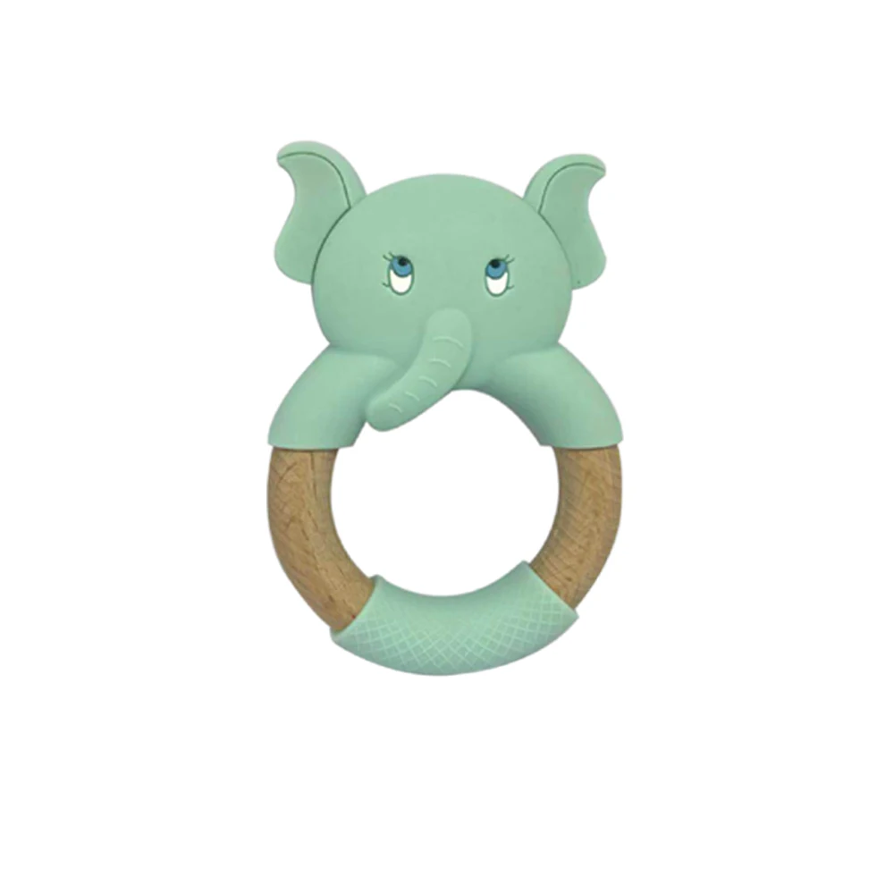

Newborn Sensory Toy Baby Wooden Teether Bracelet Crochet Elephant Teething Ring Chewing Toy Teething Bracelet Shower Gift