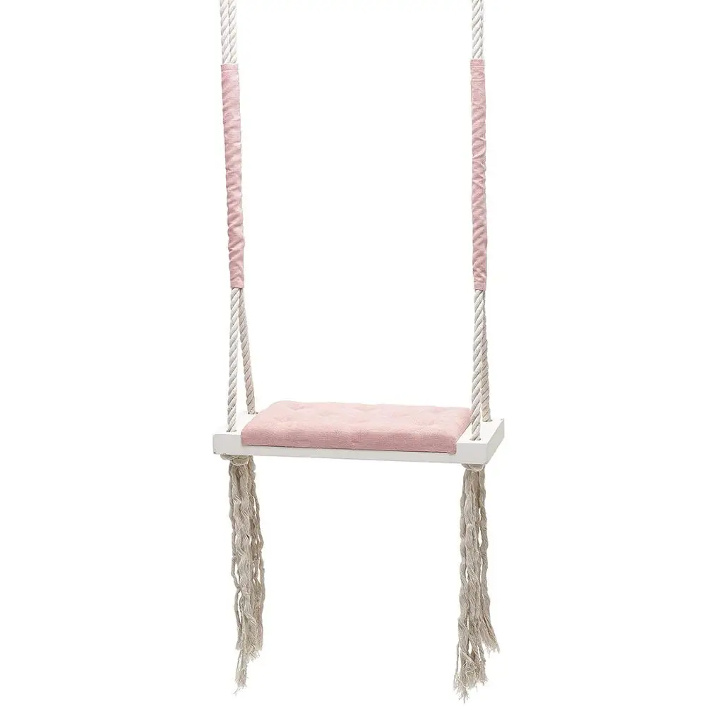 Child Swing Chair kid Hanging Swings Set Children Toy Rocking Solid Wood Seat with Cushion Safety Baby Indoor Baby Room Decor 5