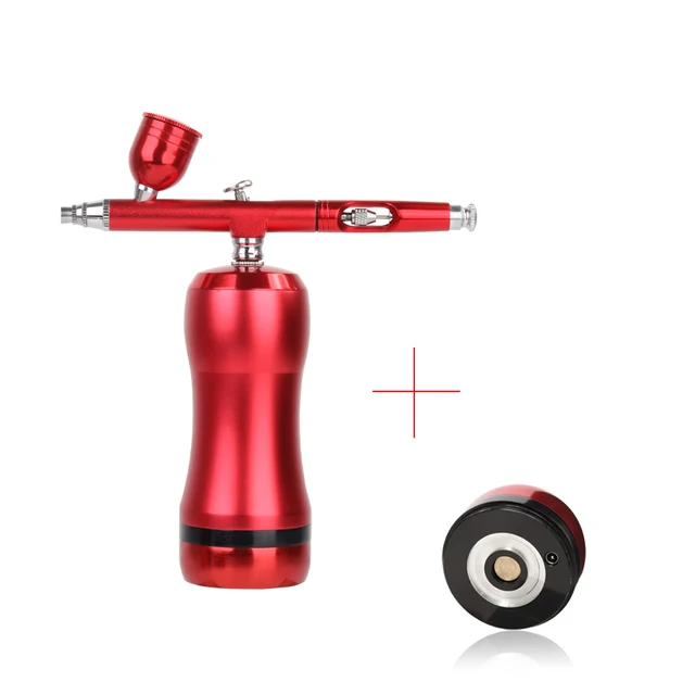 Best Portable Airbrush With Compressor Kit Mini High Pressure Replace Battery Makeup Nail Art Design Tattoo Paint Spary Gun Part B red