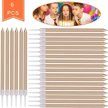 

6 Pcs Birthday Candle Cake Candles Long Thin Candles Candles for Birthday Wedding Baby Shower Party Cake Decorations Supplies