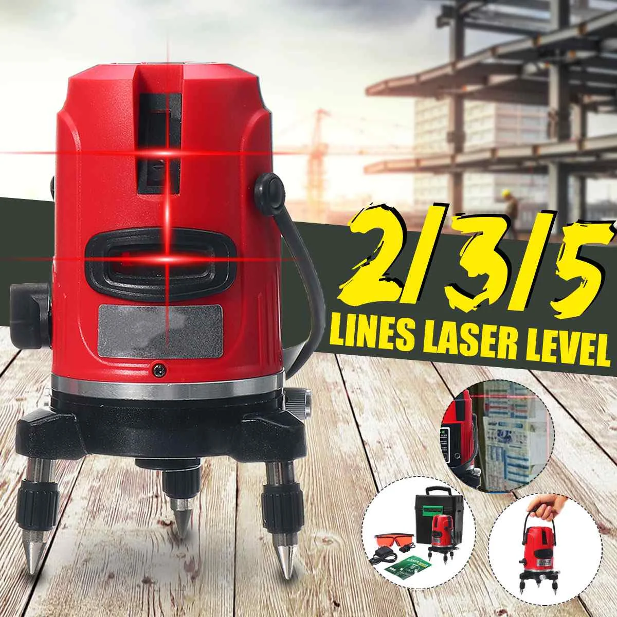 

2/3/5 Lines Laser Level Self-Leveling 360 Degree Rotary Horizontal And Vertical Cross Line Level Kit Indoor/Outdoor Red Light