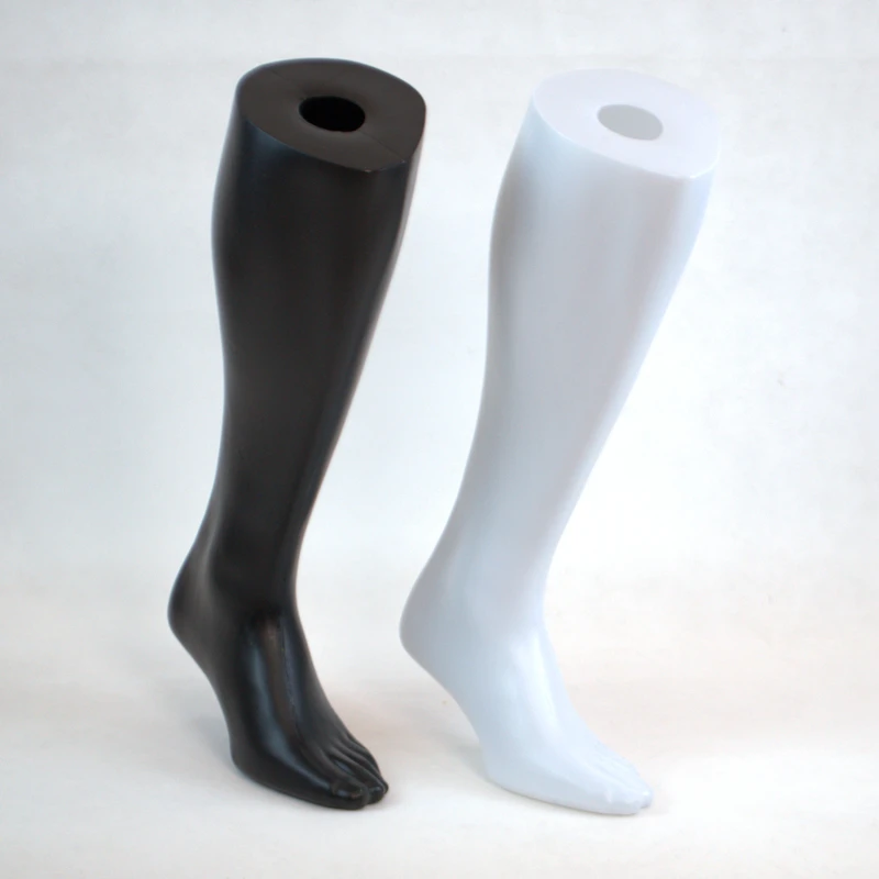 Men's Mid-leg Foot Model Plastic White Black Football Socks Mid-tube Socks Male Left Foot Model Long-leg Model Socks Model