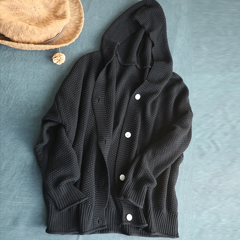 Johnature корейский Повседневный СВОБОДНЫЙ Модный Универсальный вязаный свитер с капюшоном кардиган осенний простой удобный женский свитер