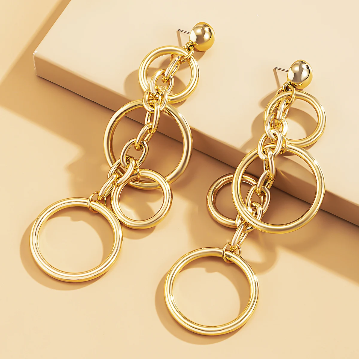 Punk Long Big Circle Link Chain Earrings for Women Hiphop Statement Large Drop Earrings for dangle earrings,drop earrings,long earrings