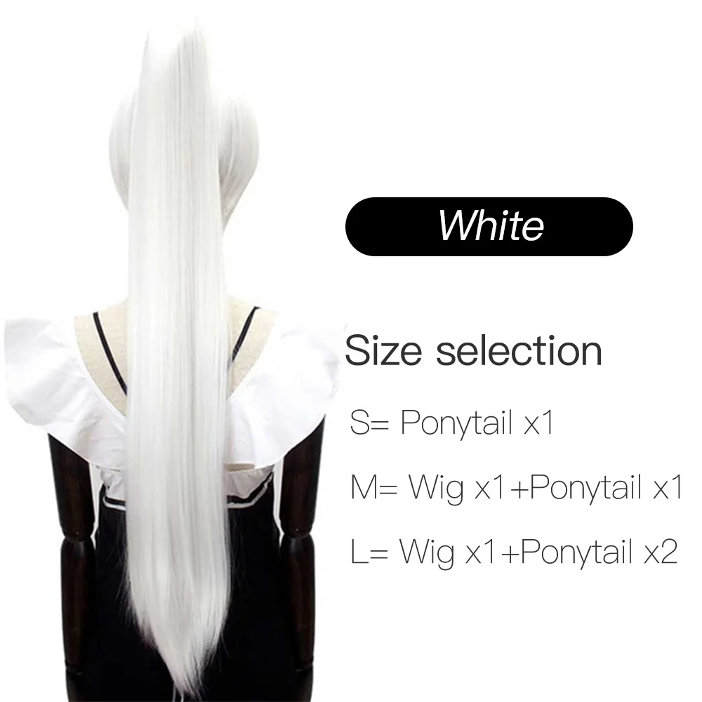 LiangMo 80 см парик Синтетический Аниме парик длинный конский хвост черный фиолетовый красный серый 14 цветов высокая температура волокно - Цвет: 6