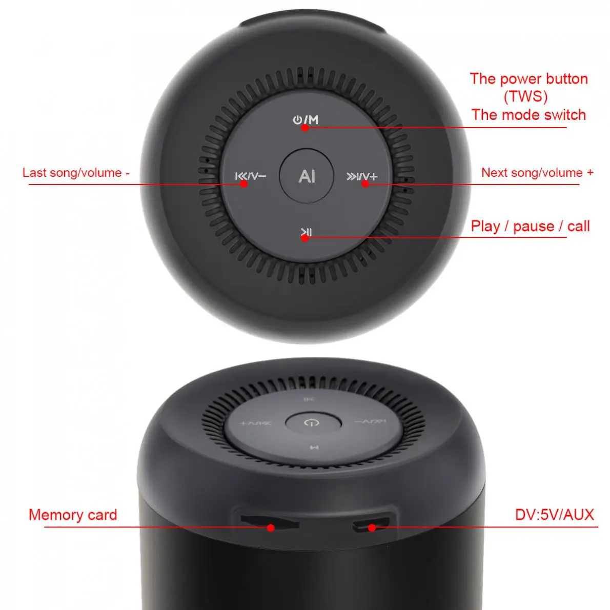 Беспроводной мини Bluetooth динамик AI интеллектуальное Голосовое управление и
