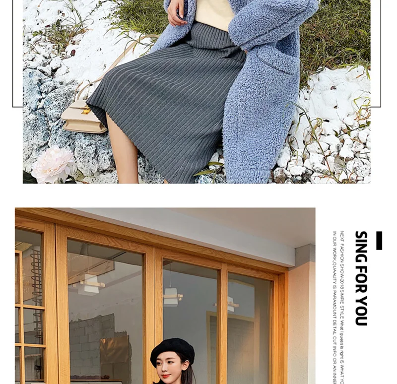 Shellsuning Winter LambsWool Soft Women Jackets Long Oversized Pocket Button Ladies Outwear Faux Fur Teddy Thick Warm Chic Coat