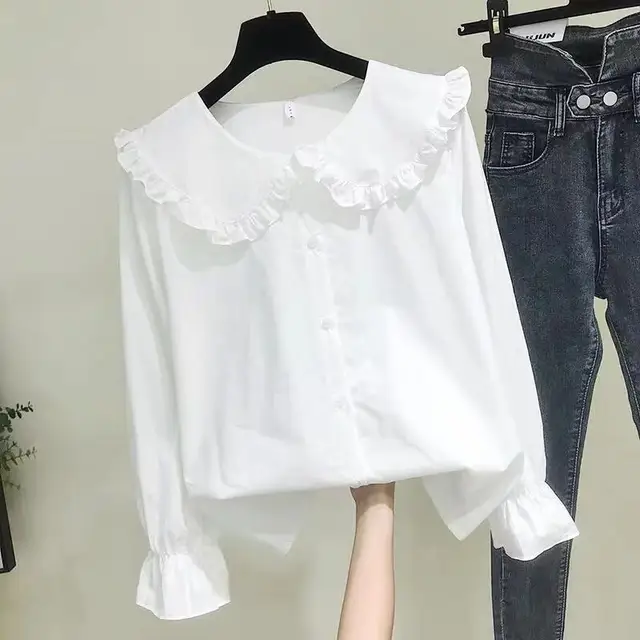 Shirts Women Solid Simple New Arrival Spring Korean Style Chic Trendy Casual Blouses Elegant Vintage Womens