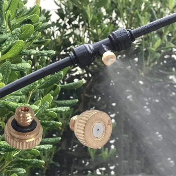 

10pcs Misting Nozzle Tees Kit Portable Brass Fog Nozzles Spray Head for Outdoor Cooling System Watering Irrigation Accessories
