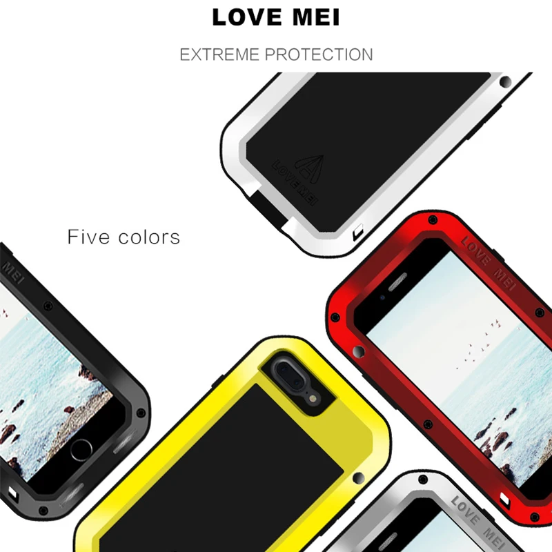 LOVE MEI Алюминиевый металлический чехол для iPhone 8 8 Plus, мощный защитный противоударный водонепроницаемый чехол для iPhone 8 8 Plus, чехол