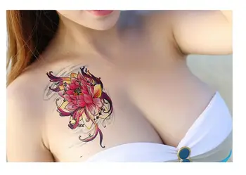 

24 pcs Tattoo Sticker Arm Woman Waterproof Long-lasting Big Rose Flower Lotus Scar Private Sexy Attraction