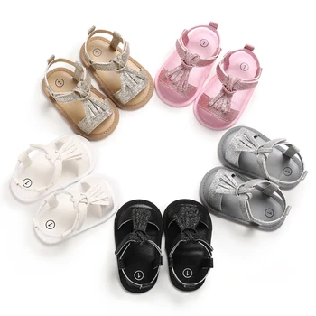 

Stylish Baby Girls Sandals Tassel Toddler Slip-On Princess Shoes Summer Solid Color Baby PU Leather Sandals 0-18 Months