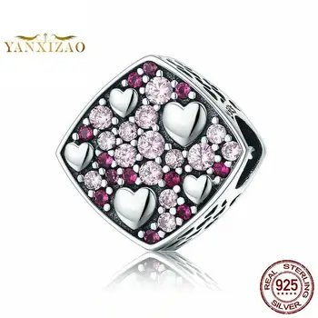 

heart-shaped Diy 925 sterling silver original spacer beads for jewelry making Fit pandora charms bracelet
