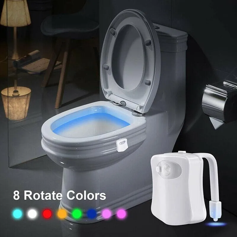 Precio reducido Luz LED nocturna para asiento de inodoro, lámpara de inducción con sensor de movimiento, para WC, 8 colores, luz de fondo Variable utilizada para inodoros oo3KMdkkAY5