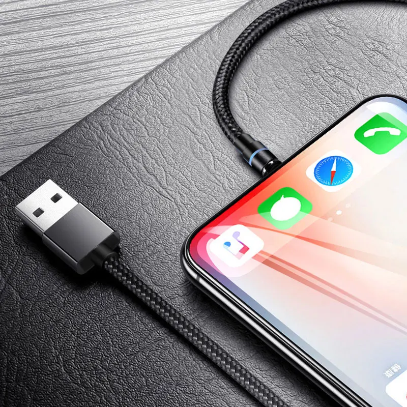 Черный Магнитный кабель для быстрой зарядки usb type C кабель с подзарядкой магнитного зарядного устройства для зарядки данных Micro USB кабель для телефона для iphone USB шнур - Цвет: Черный