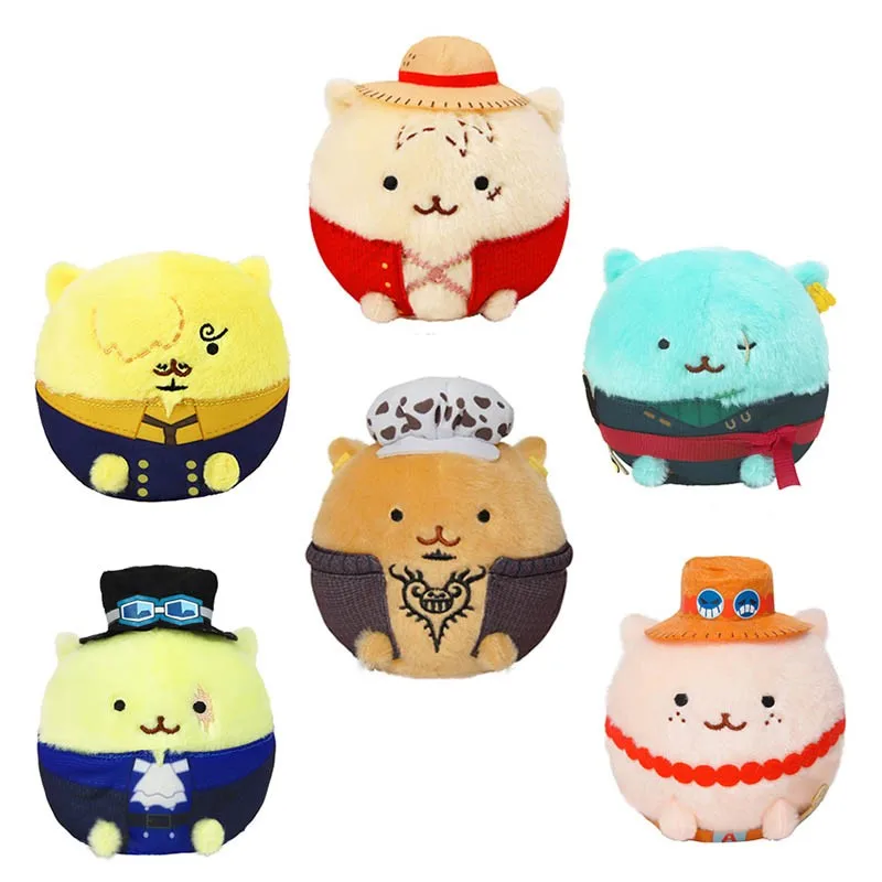 

Stuffed One Piece 10cm Mini Plush Dog Version Doll Pendant Ace Marco Shankusu Mihawk Luffy Zoro Sabo Robin Collectible Ring Toys