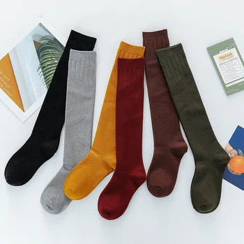 

Stocking Woman 2019 Cotton Solid Brief Trend Women stockings Autumn Winter New Style Elastic Comfortable Stocking Women