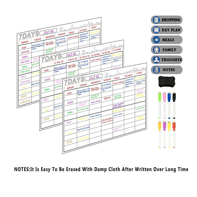 A3 магнитная доска сухой стираемый календарь Набор 16X12 дюймов доска Еженедельный планировщик для холодильника Холодильник Кухня дом