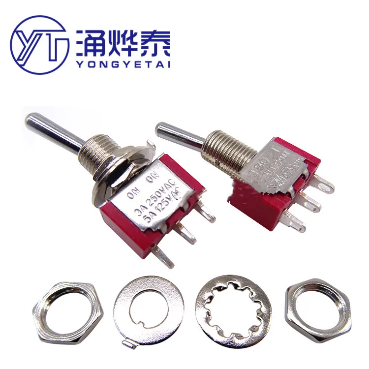 

YYT 2PCS T8013-SEBQ 3 Pin 2 gears Toggle shaking head Rocker switch Toggle switch