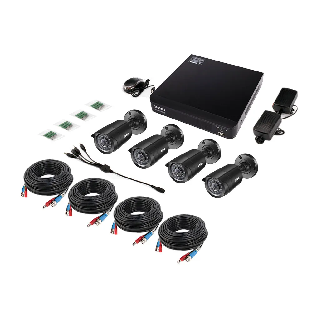 ZOSI Высокое качество 1080P HD уличная камера безопасности Система 1080P HDMI CCTV видео наблюдение 4CH DVR комплект 1 ТБ HDD TVI камера комплект