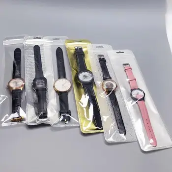 

50pcs Watch With Slim Bag Translucent Strip Plastic Ziplock Bag Stationery Accessories Frosted Jewelry Organizer Display Package