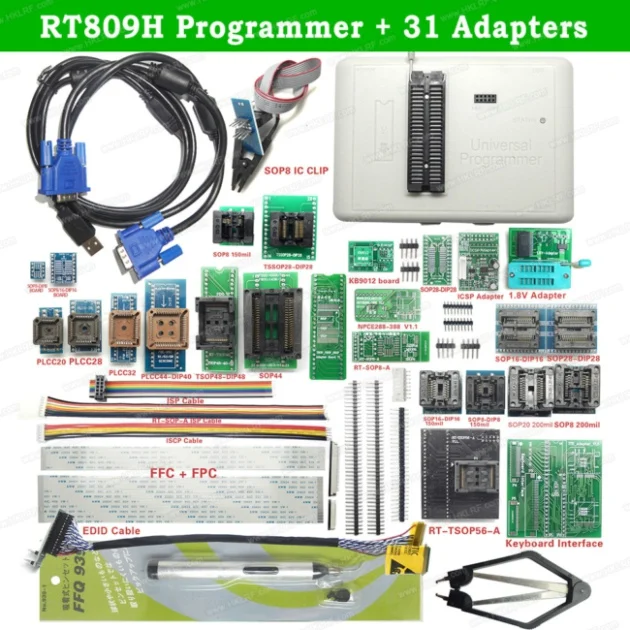 RT809H 31 Items Новейшее программное обеспечение RT809H+ 51/31/21/12 адаптеры для сим-карт памяти на носителе EMMC-Nand FLASH очень быстро Универсальный USB программист - Цвет: RT809H 31 Items