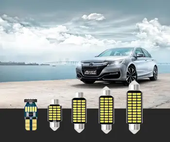 

6pcs white LED carDome Map Door Glove Box Licensr lights T10&31MM For Honda City Civic CR-V CR-Z Element Fit Insight 1992-2019