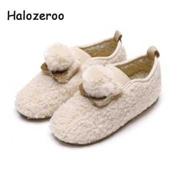 

Winter Kids Fur Shoes Baby Girls Princess Shoes Children Brand Beige Shoes Fashion Loafer Warm School Shoes Sweet Moccasin New