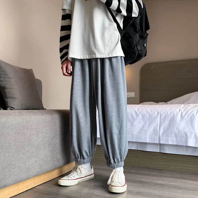 

Autumn Sweatpants Men's Fashion Solid Color Casual Pants Men Streetwear Wild Loose Straight Trousers Mens Joggers Track Pants