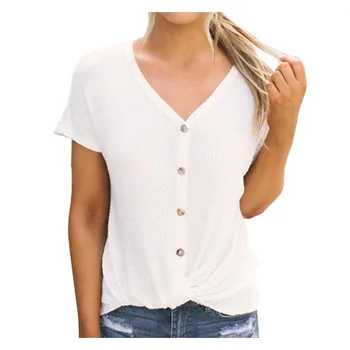 

Women Knitted Hollow Out Tshirt Women V Neck Short Sleeve Leisure Beach T shirt s