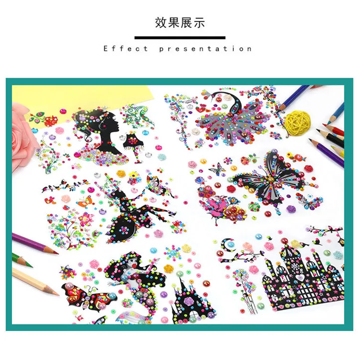 8  Acrylic Creative Stickers Women Fashion Jewelry Mobile Phone Shell Drill Diy Stickers DIY Handbook Diary Pearl Crystal Sticker