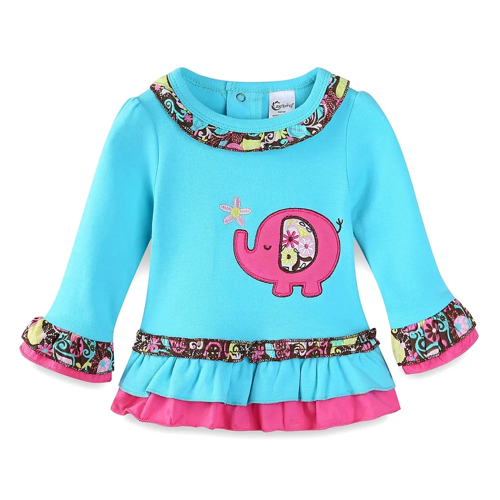 LittleSpring/Одежда для маленьких девочек Милый топ с вышивкой в виде цыпленка и брюки