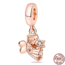

HOT SALE 925 Sterling Silver Heart Winged Angel Beads Charm Exquisite Jewelry Suitable For Pandora Original Bracelet Necklace