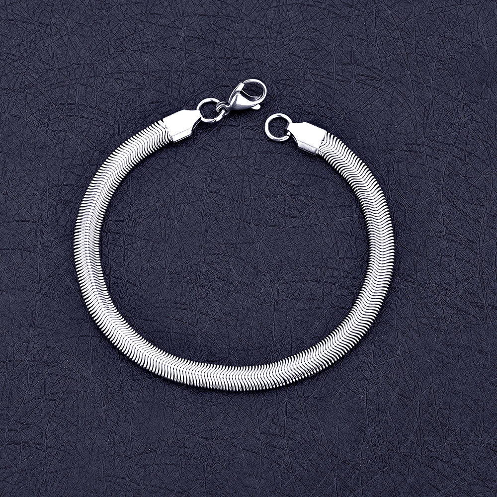 6 мм 316L нержавеющая сталь плоская змеевидная цепочка ожерелье браслет Модный Ювелирный Набор для мужчин и женщин высокое качество Прямая