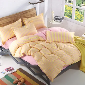 

Simple coarse lines 4pcs comforter bedding sets bed sheet +Duvet cover + pillow cases queen super king size bedspreads-bedcloth