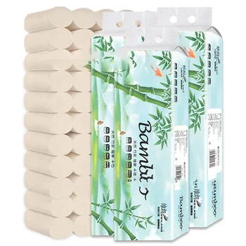 

Hot Sale 14Rolls 4 Ply Household Toilet Paper Kitchen Napkin Paper Skin Friendly Natural Bamboo Pulp Tissue Bathroom Supplies