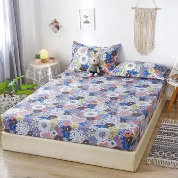 Bonenjoy-sábana elástica con estampado Floral, juego de sábanas ajustables, sabanas, cama 150, cubierta de colchón de tamaño Queen/King, 3 uds.
