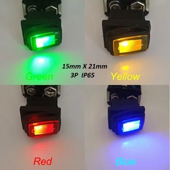 

4pcs DIY 21mm x15mm Mini Rocker Switch 3PIN Waterproof With Led 12V /220V illuminated Toggle switch O - Power Seesaw Switch