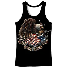 3D повседневные Модные безрукавки американский флаг-Орел принт Повседневный жилет